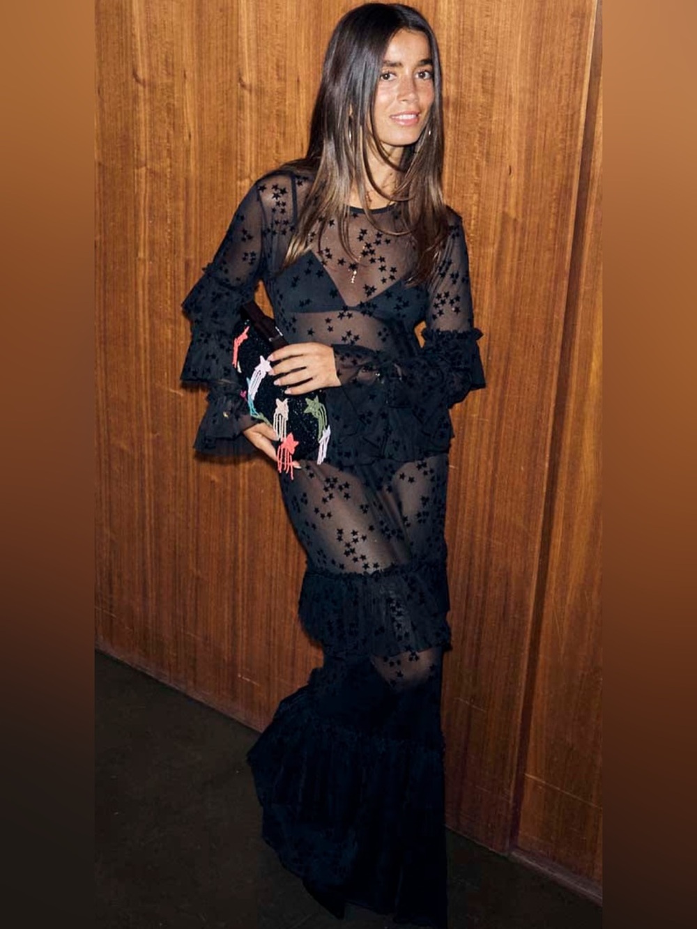 Never Fully Dressed Black Sheer Star Devoree Maxi Dress